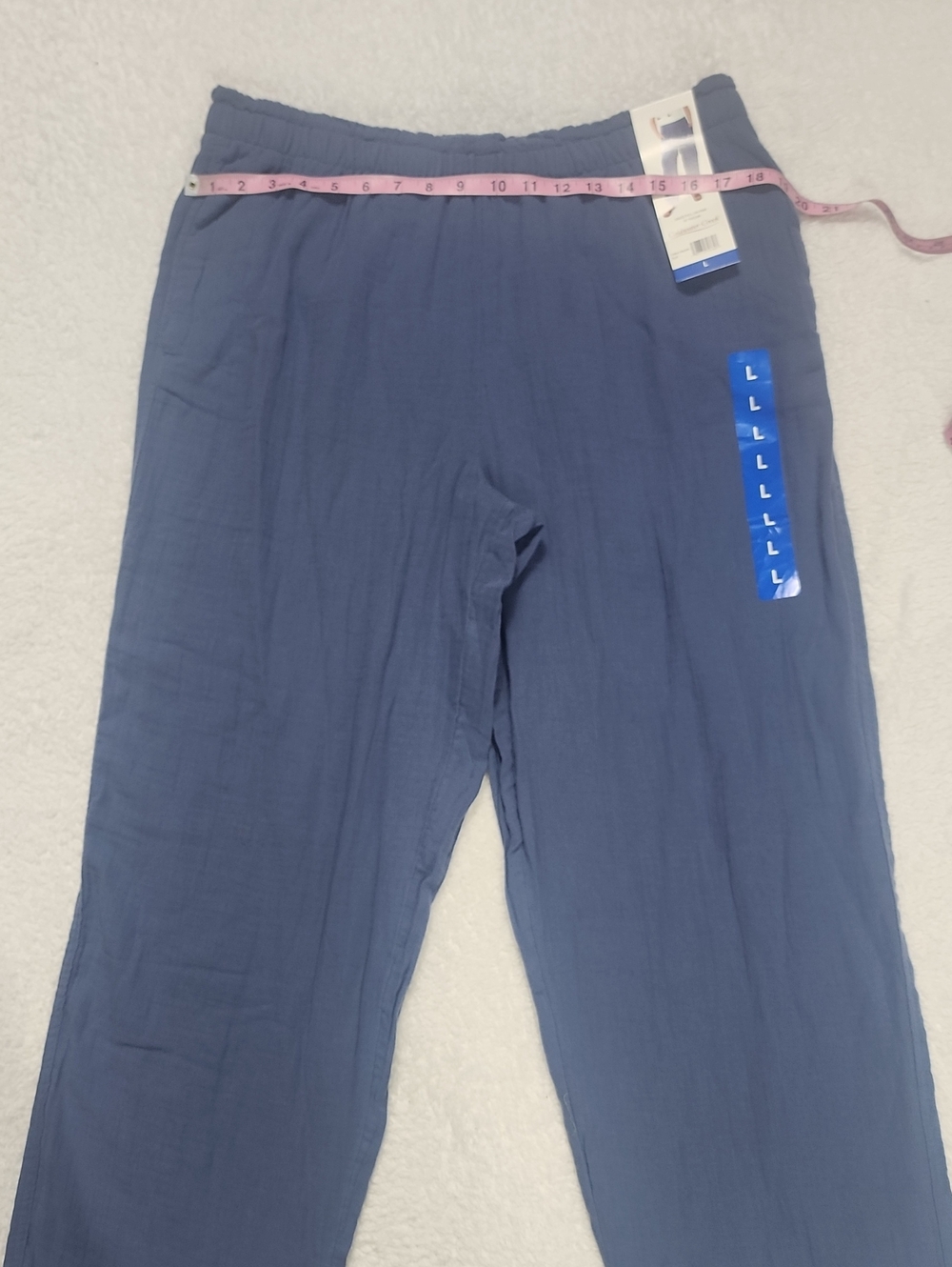 Coldwater Creek Gauze Pull On Pant Blue 30" Inseam New With Pockets - Picture 3 of 9